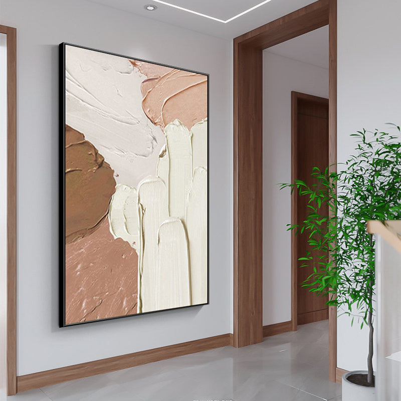 Tactile Flow – Heavy Impasto Neutral Abstract | Wabi-sabi Plaster Texture Modern Hallway Art