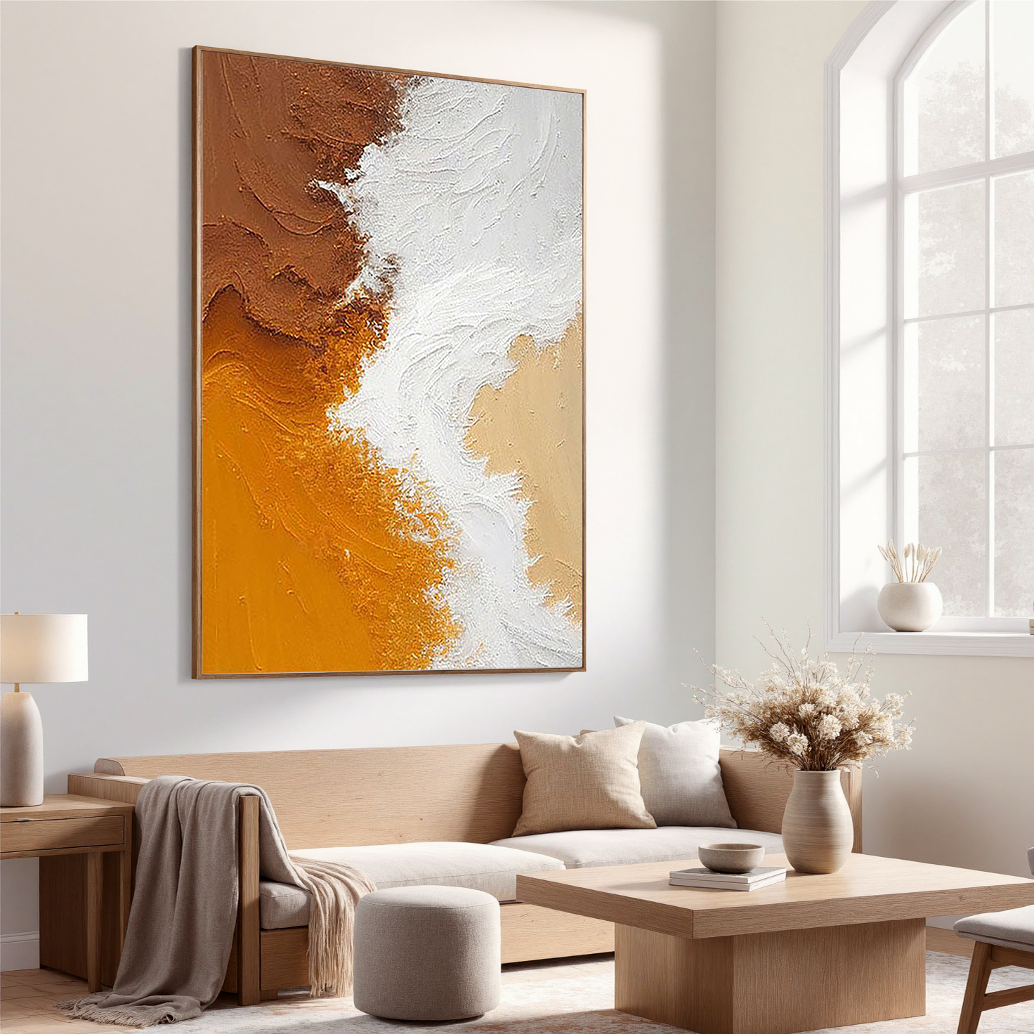 Earthen Tide – Wabi-Sabi Earth Tone Heavy Textured Art | Modern Abstract Living Room Art