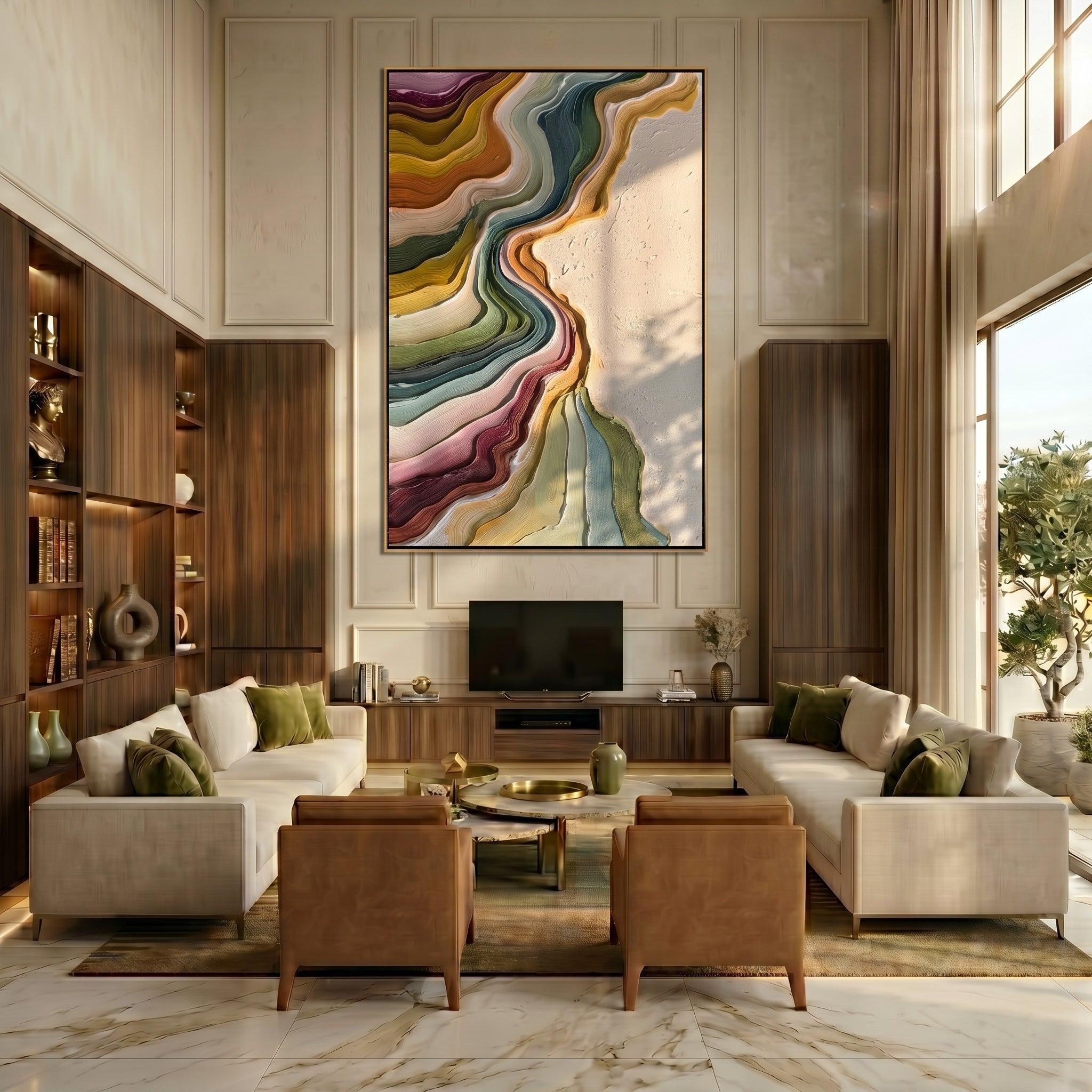 Luminous Narrative – Wabi-sabi Heavy Impasto Abstract Painting | Modern Minimalist Living Room Art