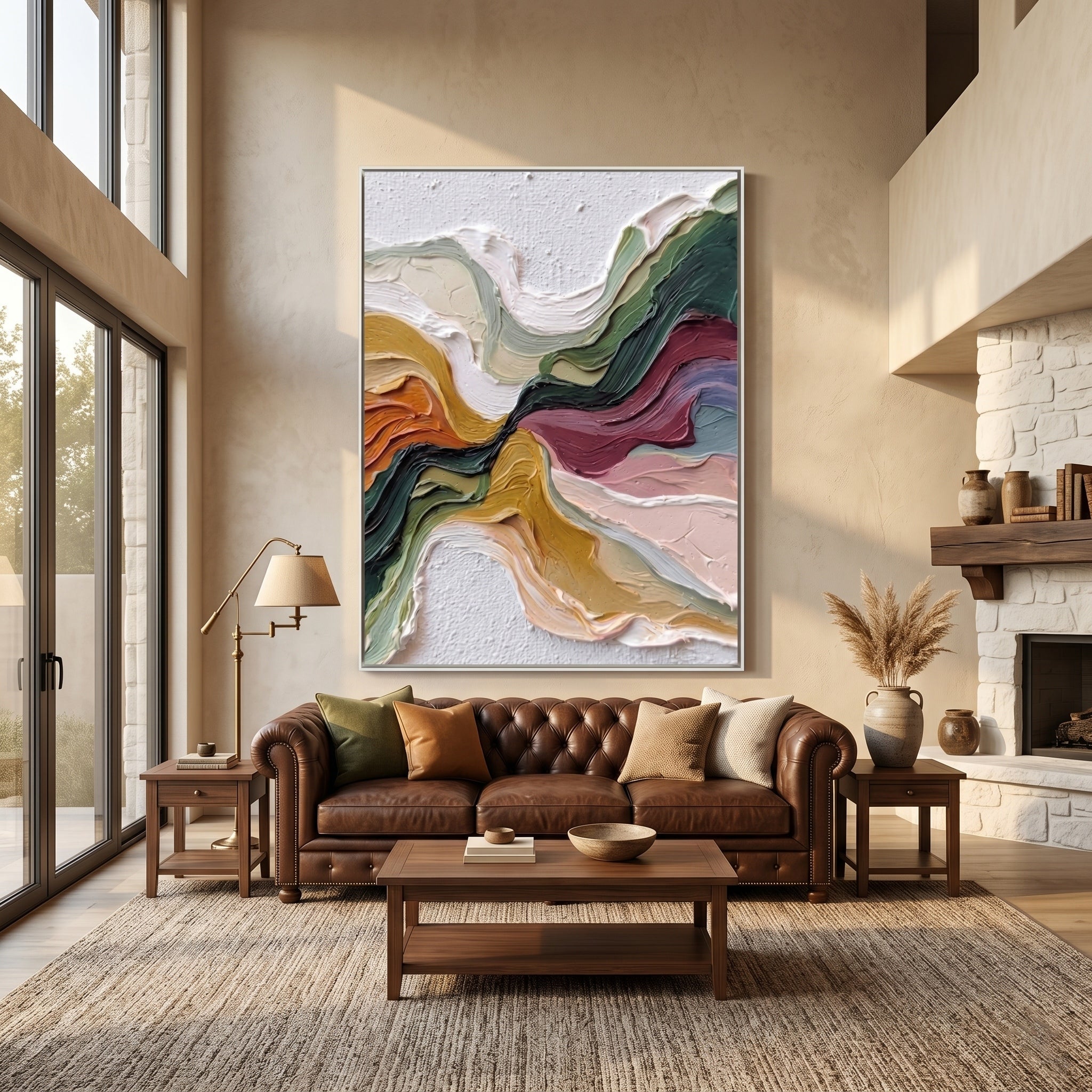 Primal Flow – Wabi-sabi Heavy Impasto Abstract Painting | Modern Minimalist Entryway Art