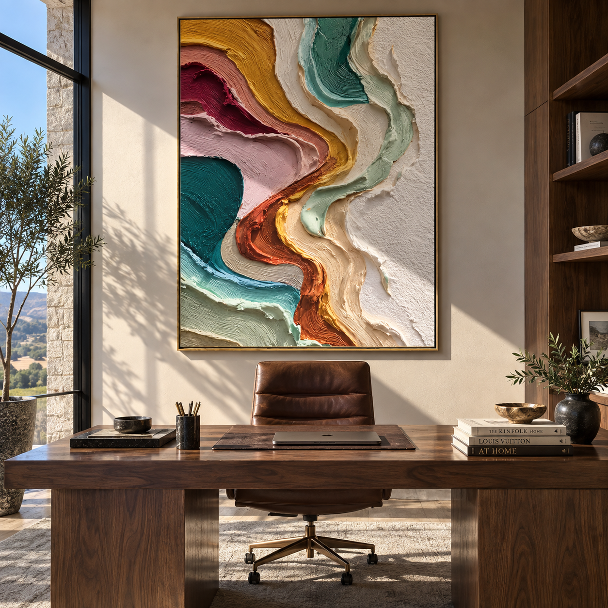 Chromatic Passage Ascending displayed in a dining room with coordinated modern decor