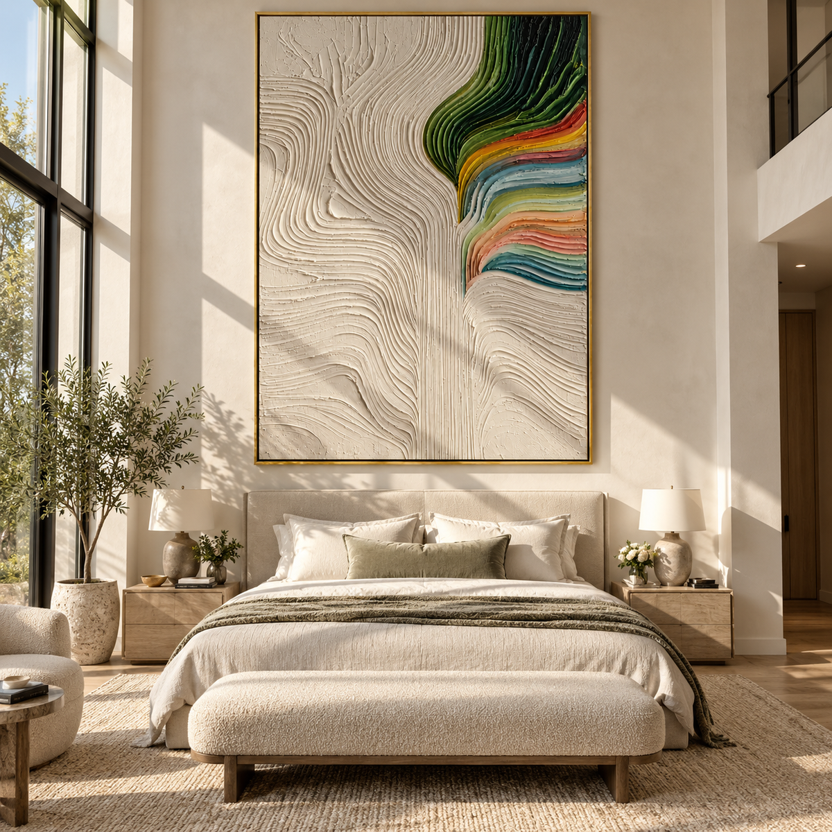 Spectrum Turns Through Ivory styled in a quiet reading nook with neutral furnishings