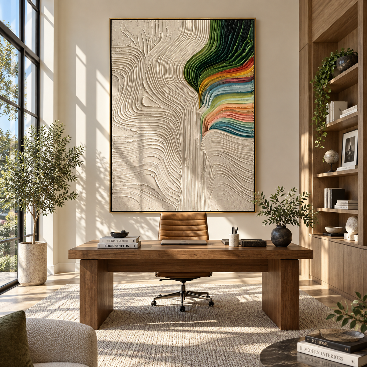 Spectrum Turns Through Ivory displayed in a dining room with coordinated modern decor
