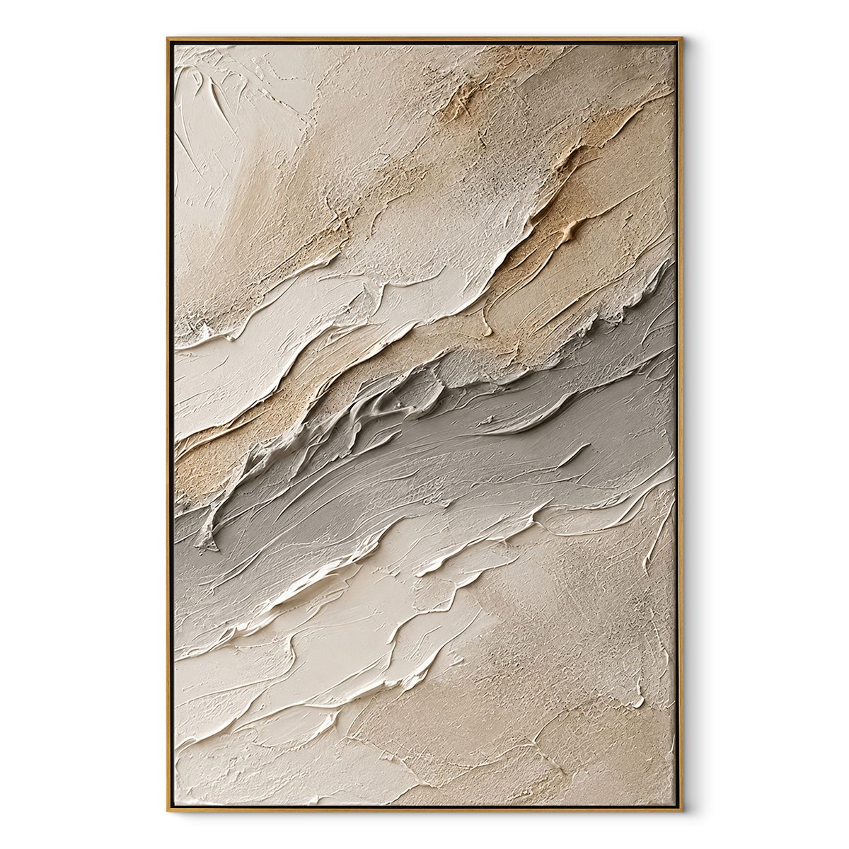 Quiet Stone Current vertical canvas artwork in a wood frame on white