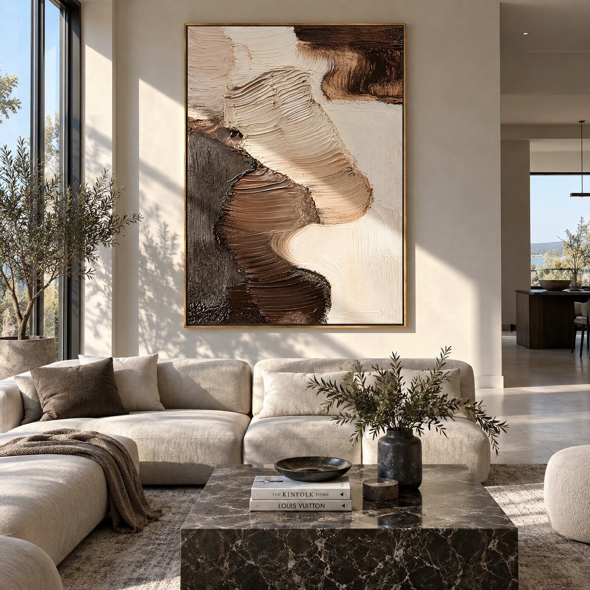 Earth Forms Interlock displayed with natural materials and modern decor