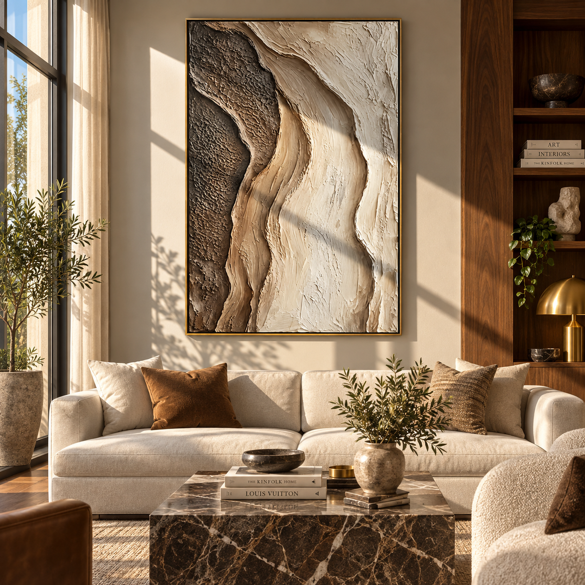 Sandstone Tides Divide displayed with natural materials and modern decor