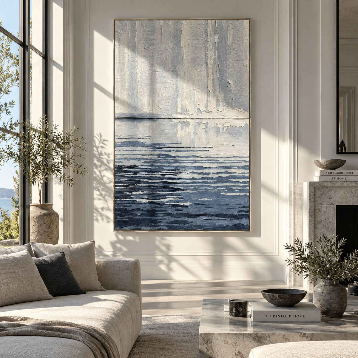 Pale Water Keeps Still displayed with natural materials and modern decor