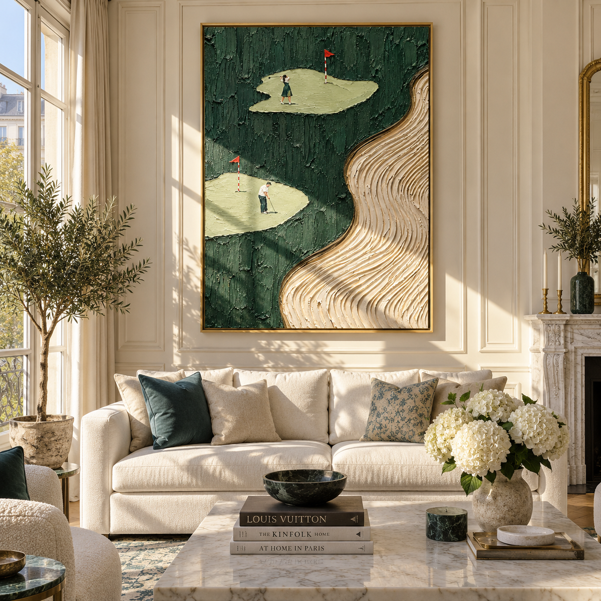 Fairways Beside Sand Current presented in an alternate room setting