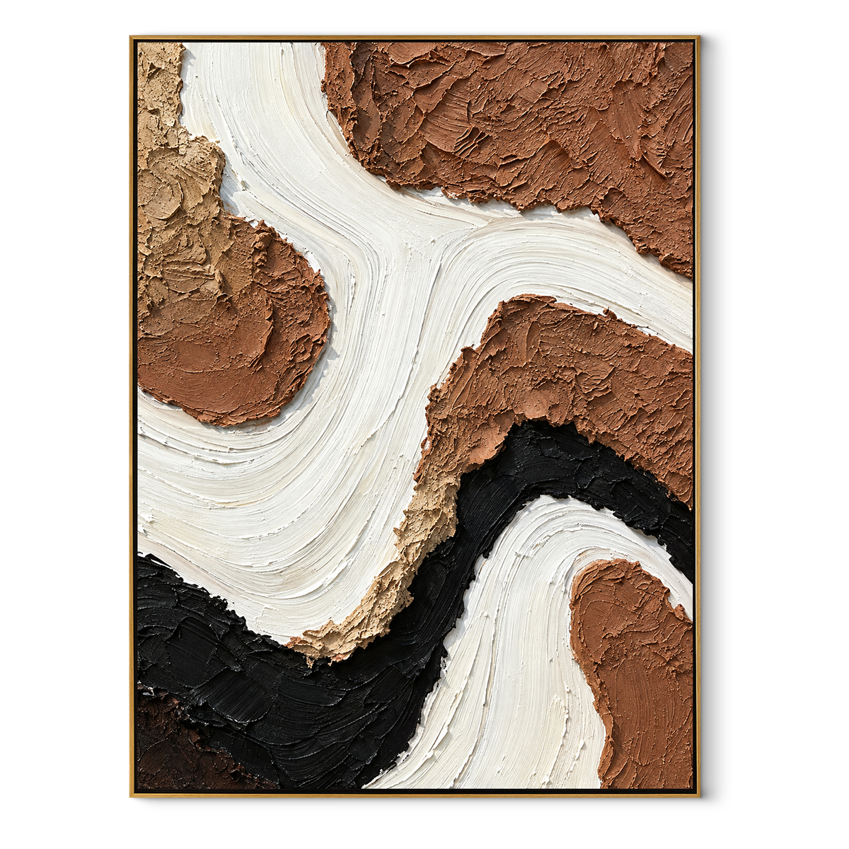 White River Through Earth vertical canvas artwork in a wood frame on white