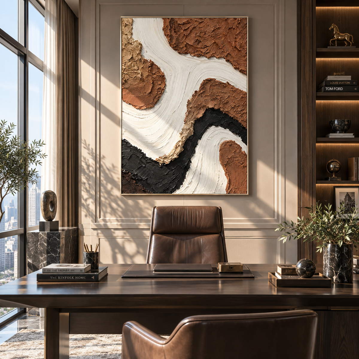 White River Through Earth displayed with natural materials and modern decor