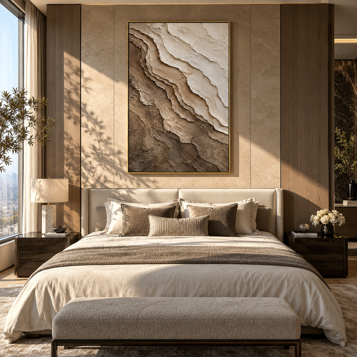 Stone Layers Climb vertical painting styled as a refined focal point