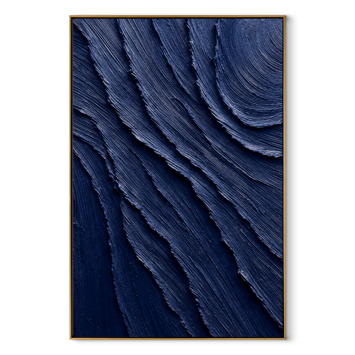 Midnight Currents Fold vertical canvas artwork in a wood frame on white