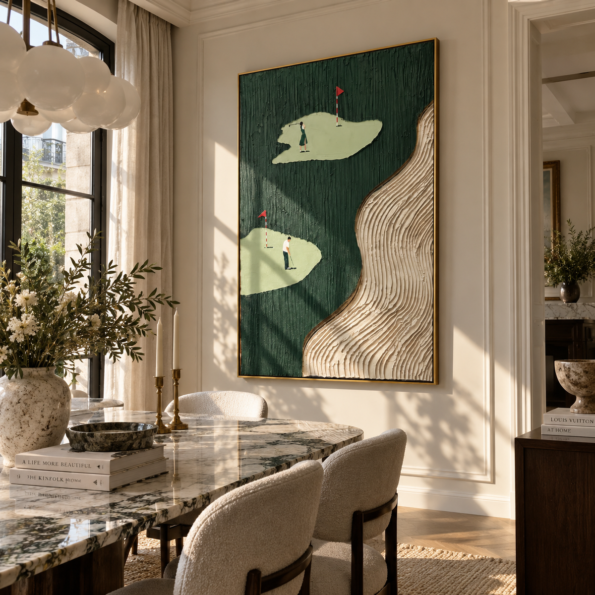 Ivory Greens River Path with natural materials and decor
