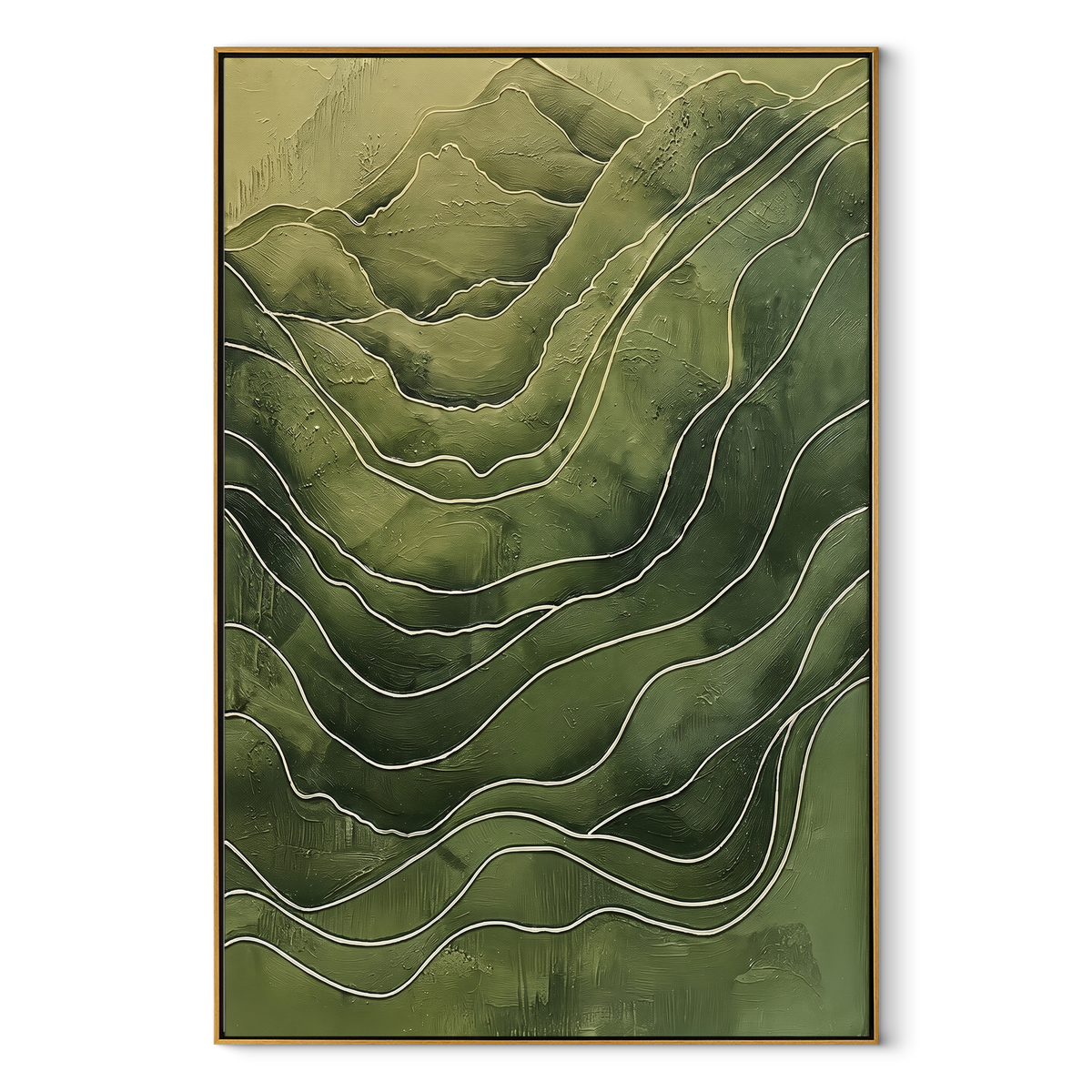Contour Lines Forest Drift vertical painting in a wood frame on white