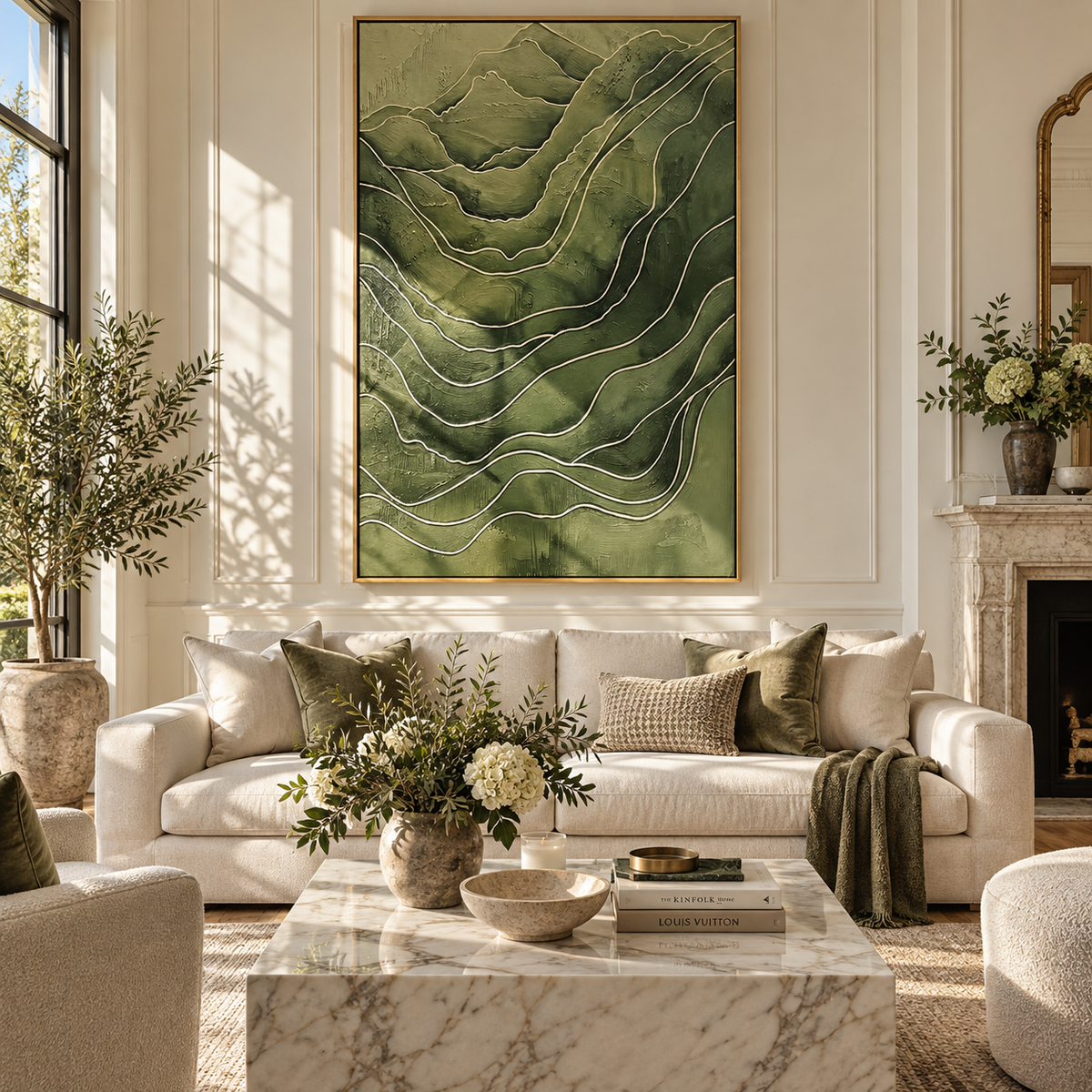 Contour Lines Forest Drift styled as a modern focal point