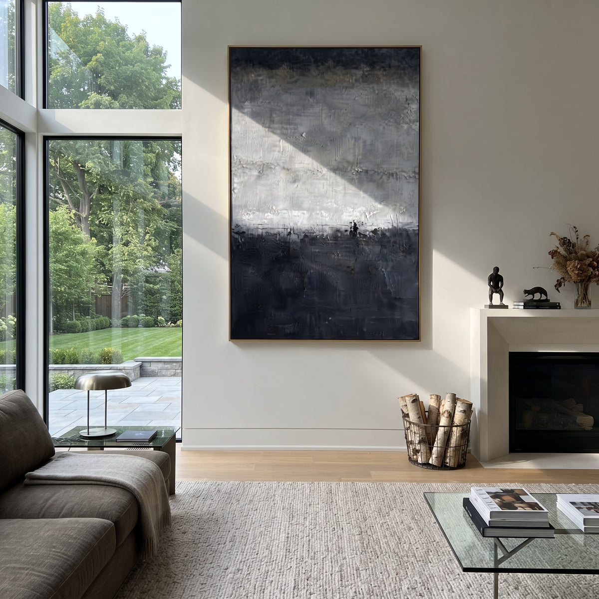 Midnight Shore Dissolves artwork shown with modern interior materials