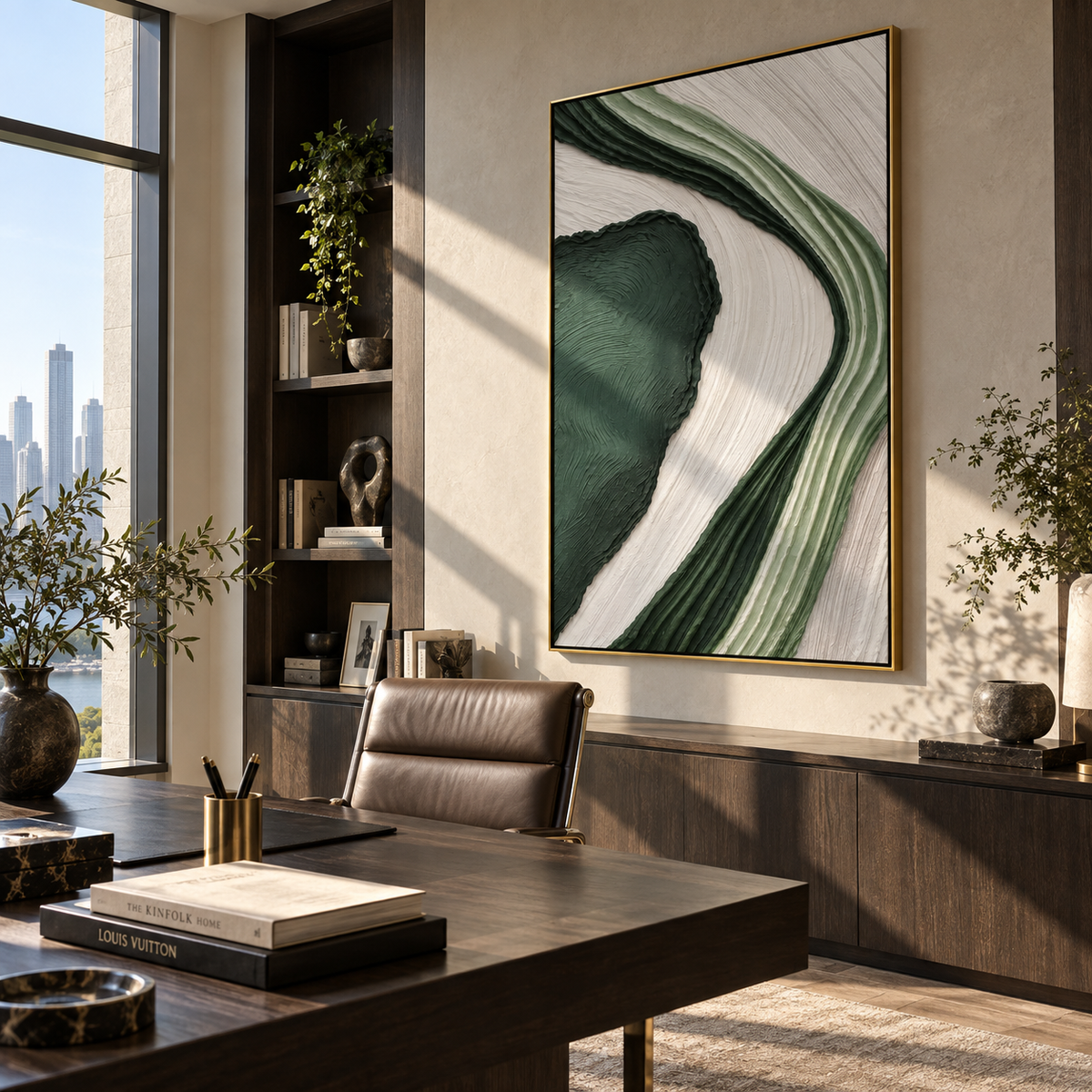 Forest Arc in Motion textured wall art shown in a contemporary room setting