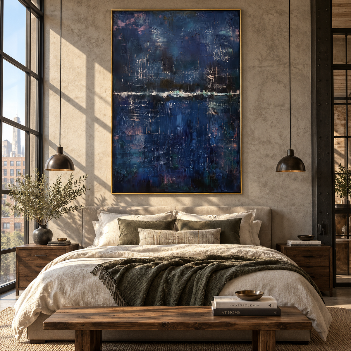 Midnight Harbor After Rain presented in an alternate styled interior