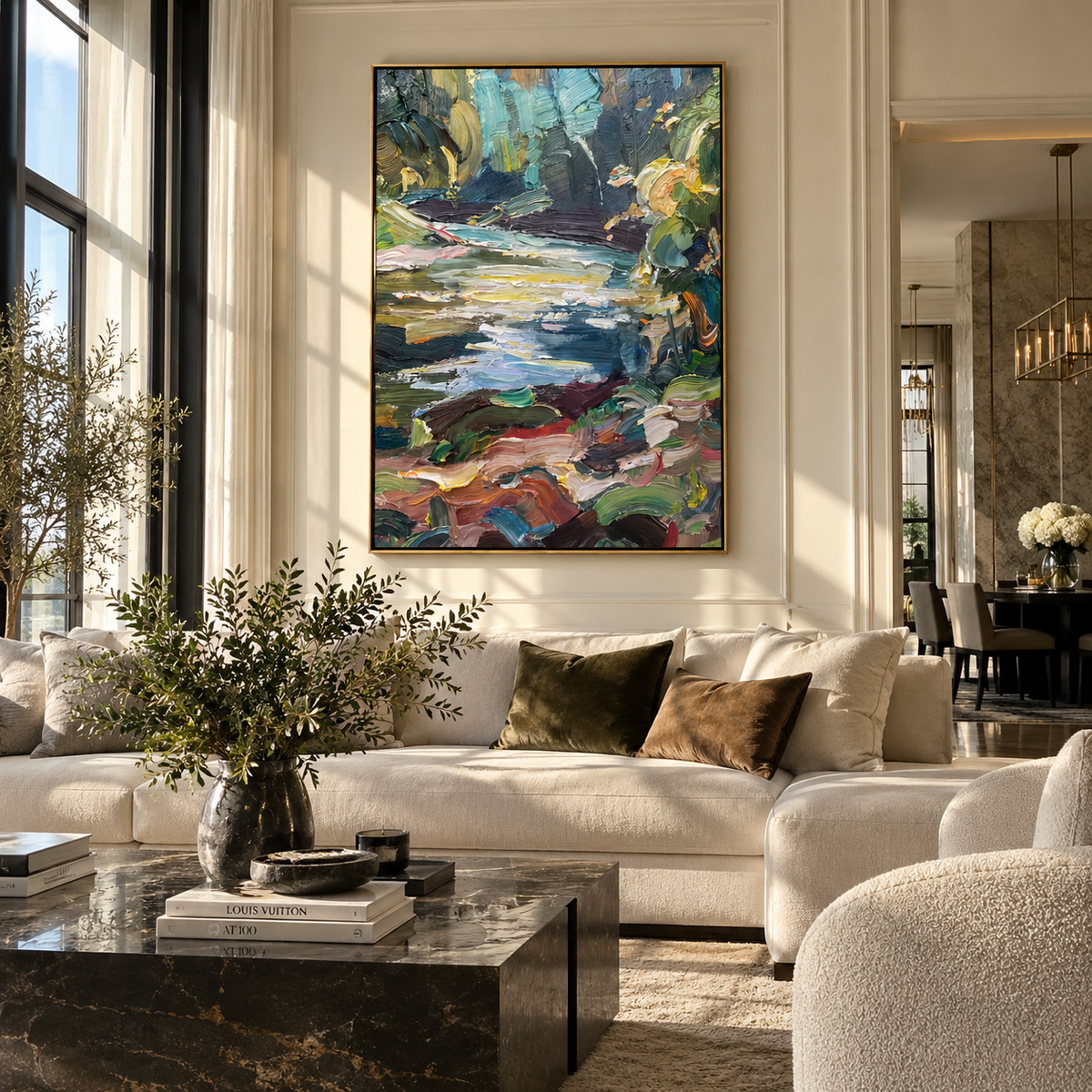 Forest Stream in Motion presented in an alternate styled interior