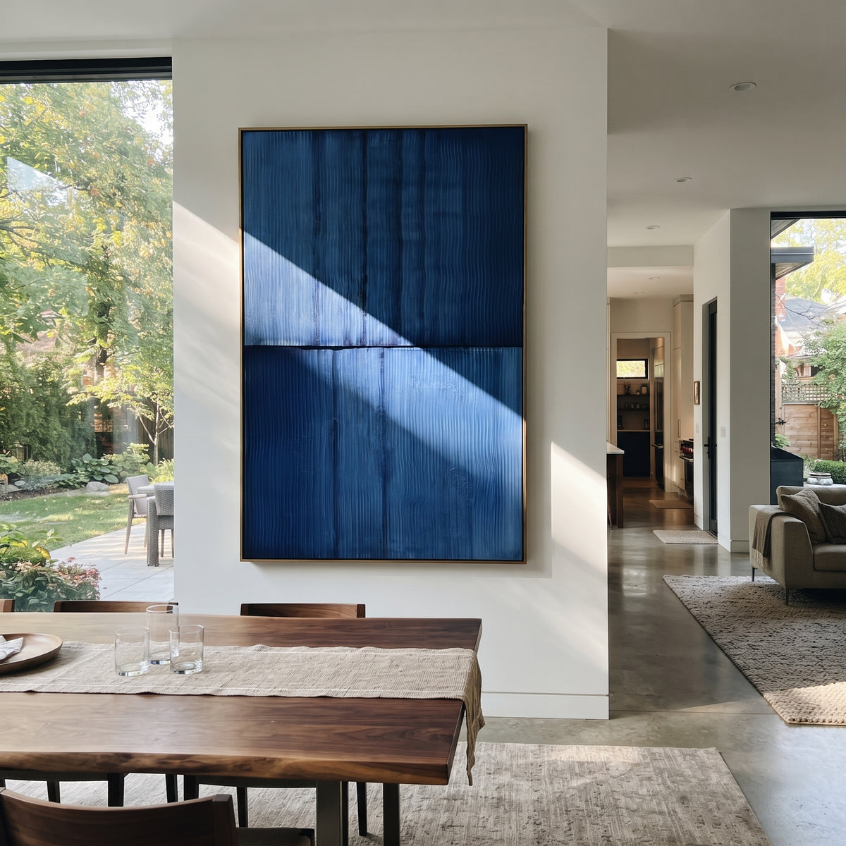 Cobalt Rooms at Dusk artwork shown with modern interior materials