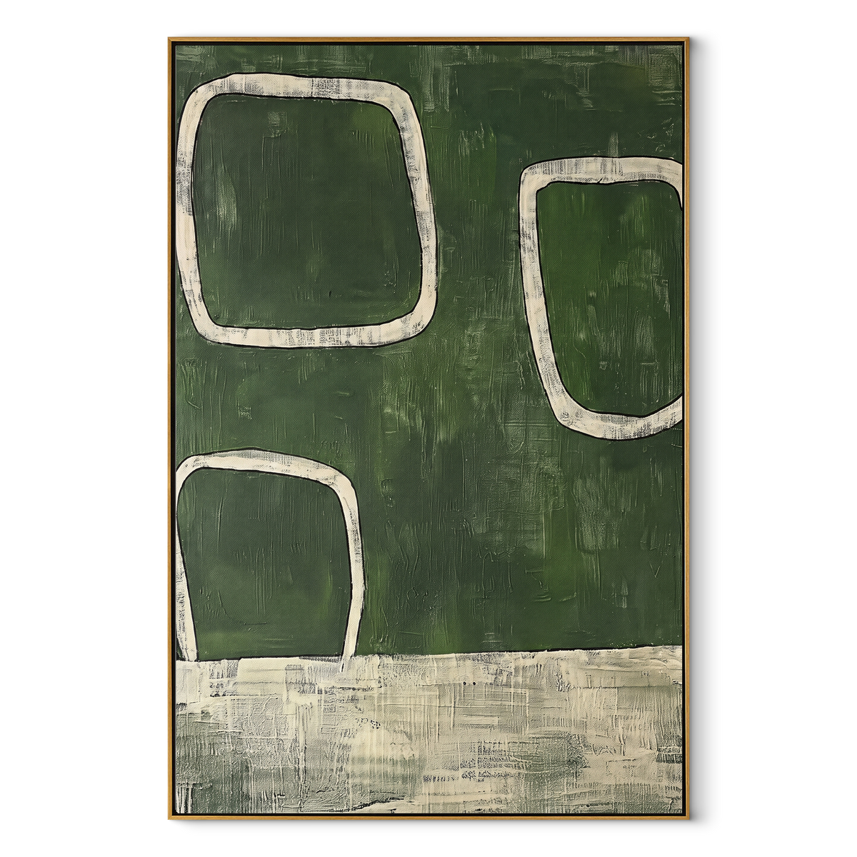 Green Windows Rest vertical canvas artwork in a wood frame on a white background