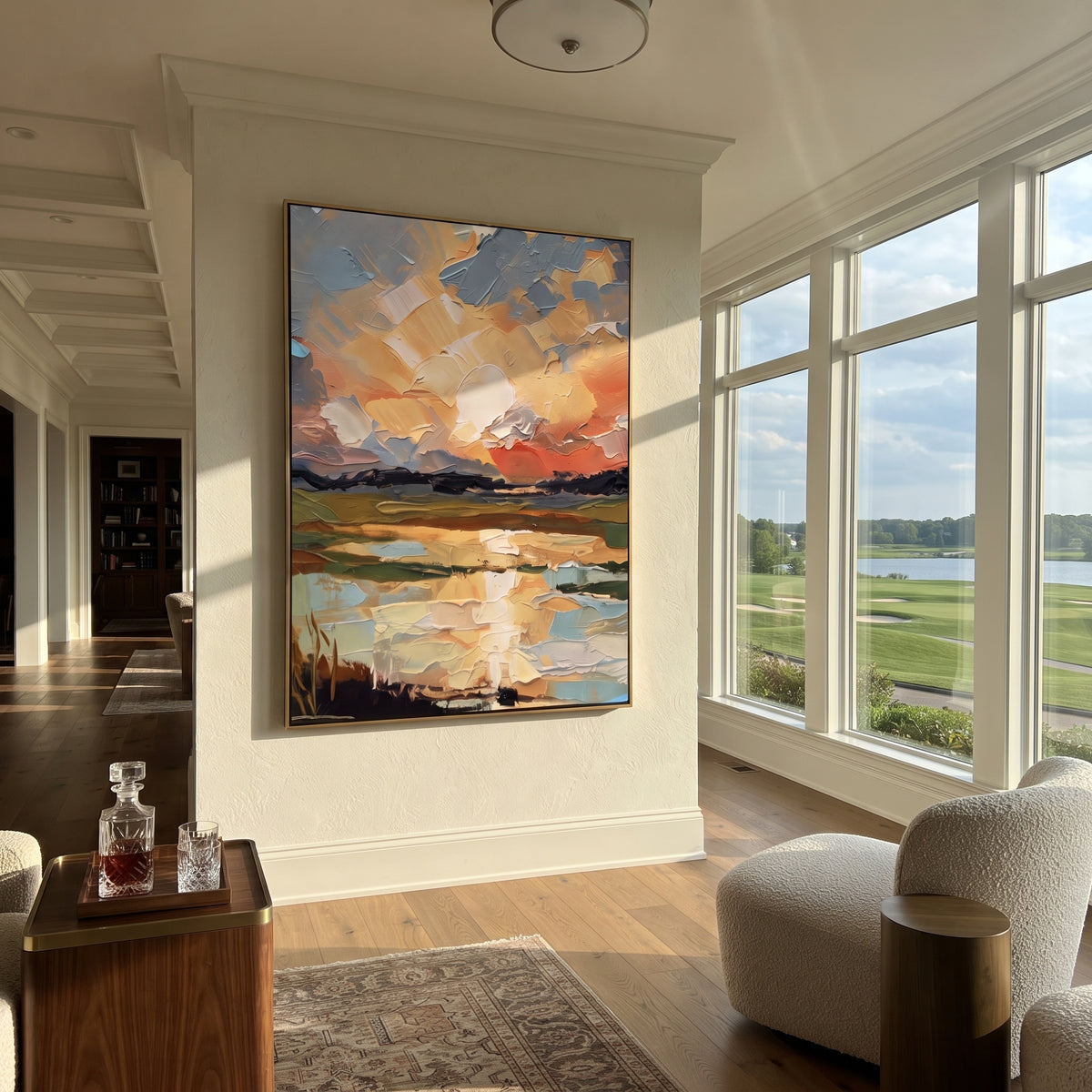 Sunset Finds the Water presented in an alternate styled interior