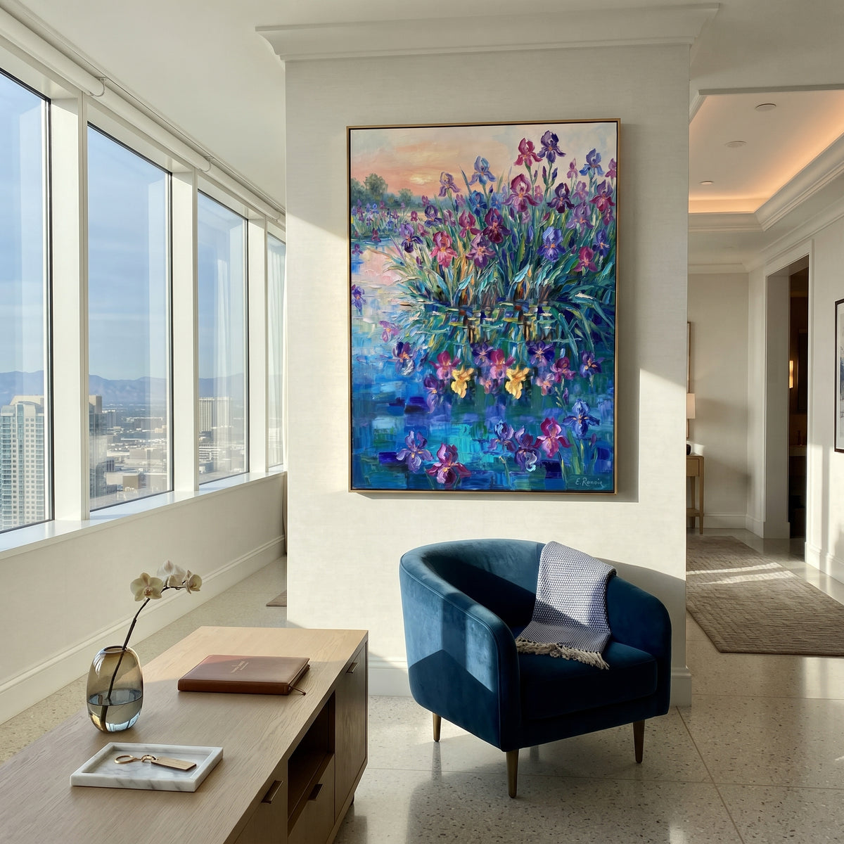 Violet Shore in Bloom presented in an alternate styled interior