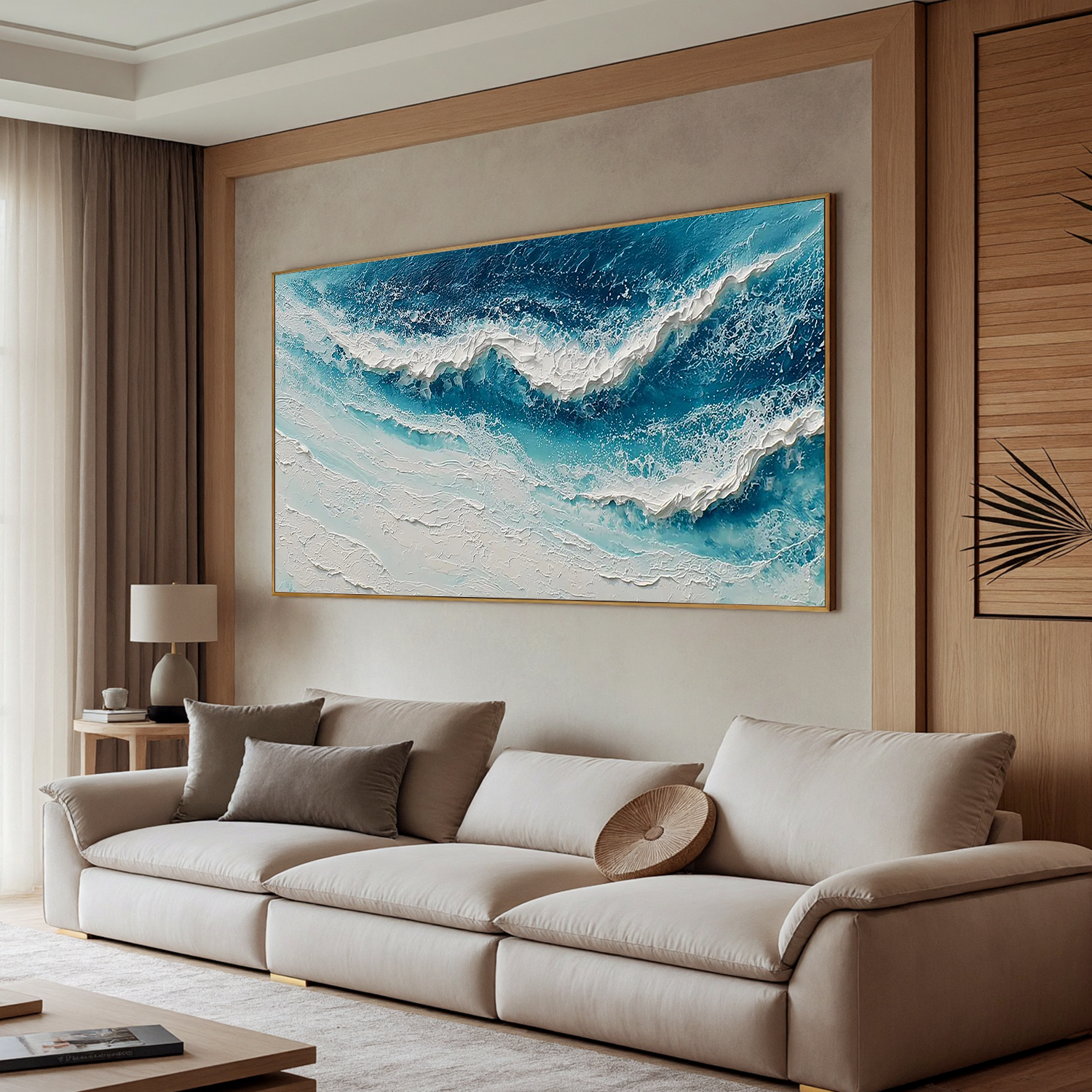 Glacial Surge – Hand-Painted Glacial Blue and White 3D Impasto Palette Knife Texture Painting | Modern Abstract Living Room & Office Art