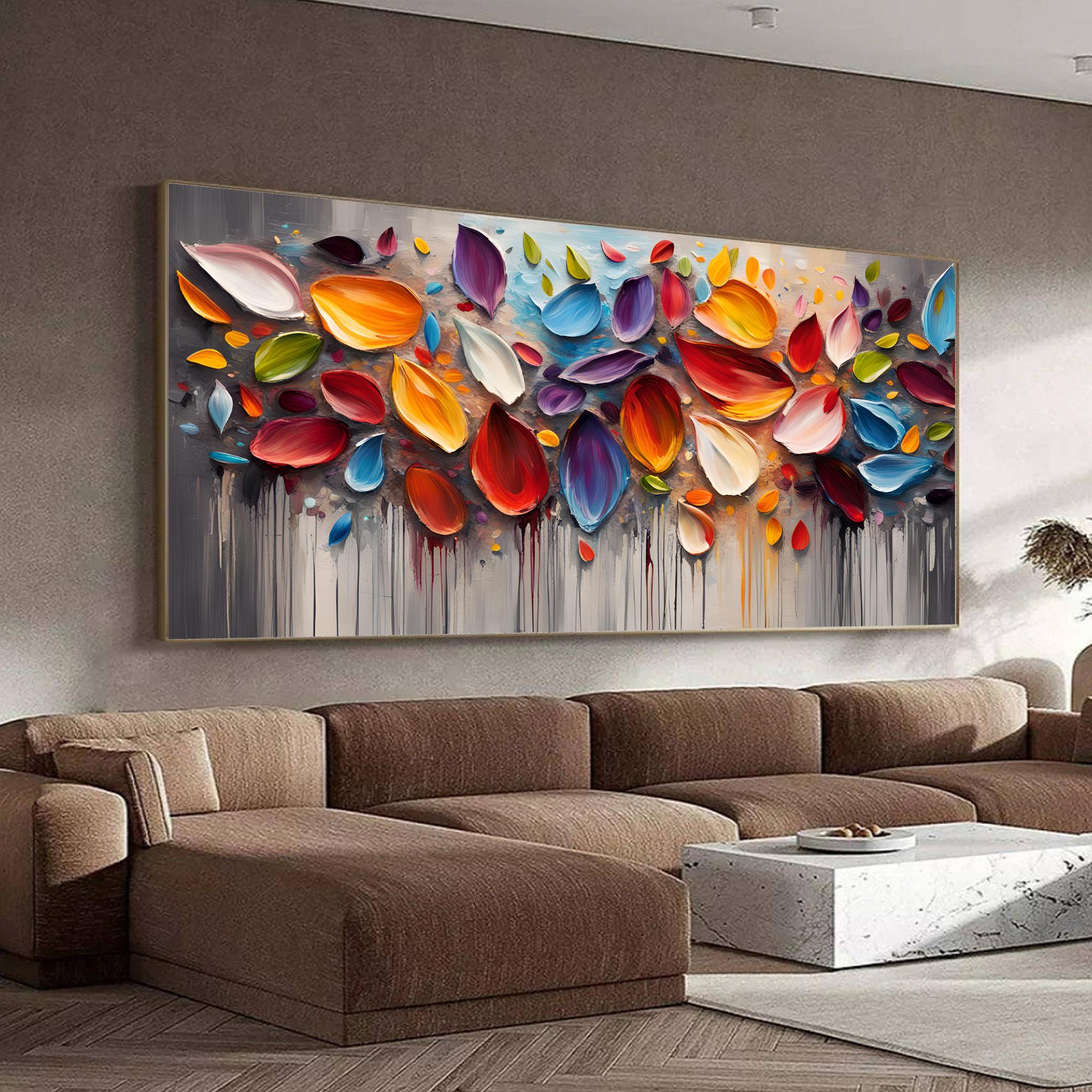 Cosmic Flow – Hand-Painted Multicolored Fluid Ink Style Heavy Texture Palette Knife Oil Abstract Painting | Bold Abstract Palette Knife Living Room Art