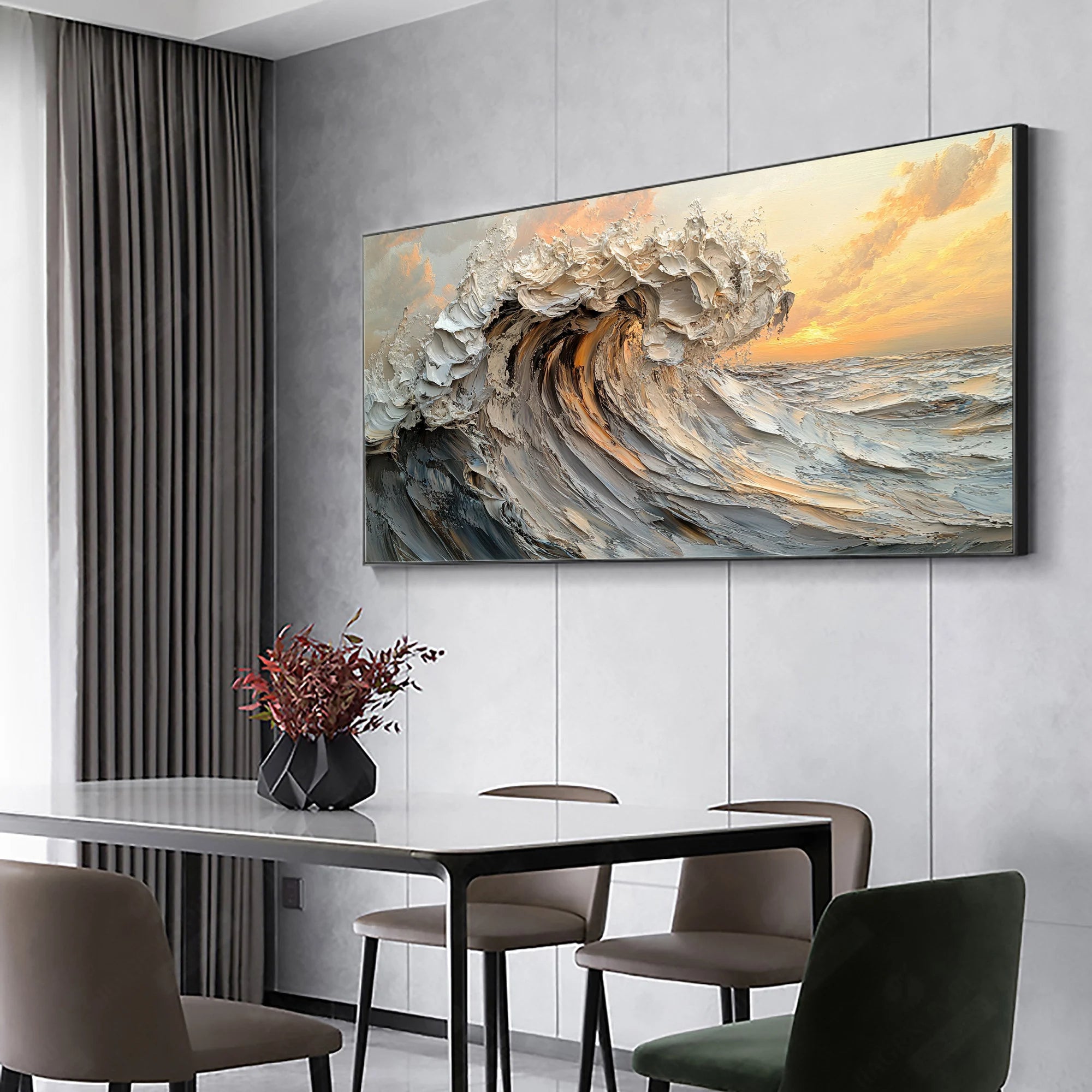 Ocean Surge – 3D Heavy Texture Impasto Palette Knife Seascape Ocean Painting | Coastal Modern Living Room & Bedroom Art