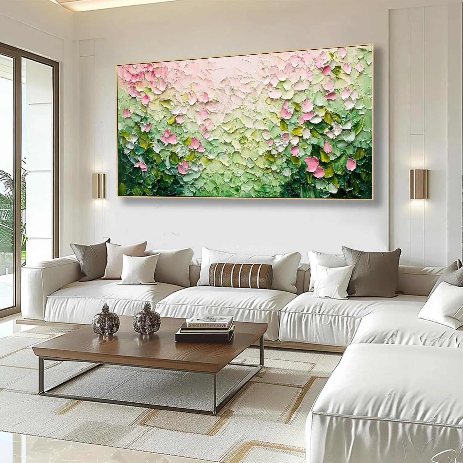 Petal Drift – Modern Pink Blossom Relief Floral Painting | Contemporary Botanical Bedroom & Living Room Art