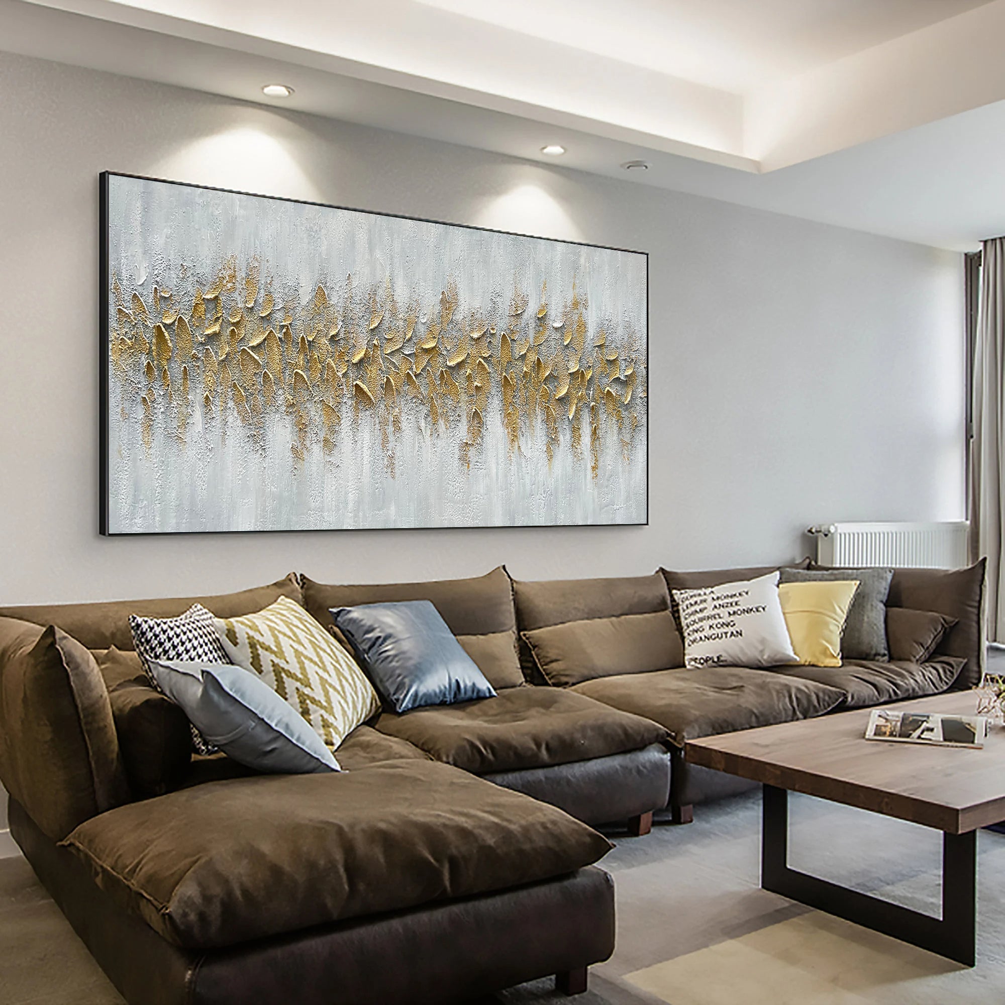 Gilded Current – Luxury Palette Knife Gold Abstract Abstract Painting | Modern Abstract Living Room & Office Art
