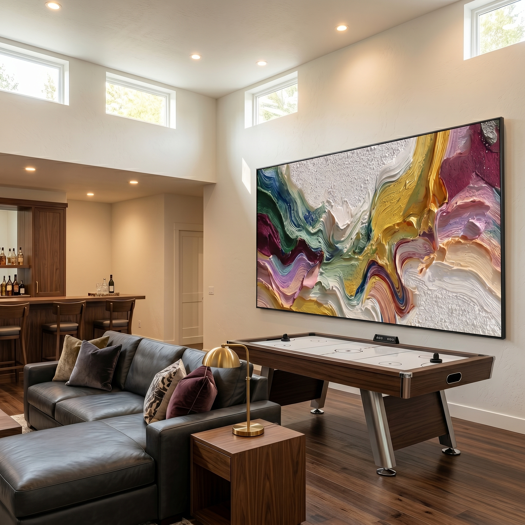Chromatic Echo – Modern Impasto Heavy Texture Abstract Painting | Bohemian Horizontal Living Room Art