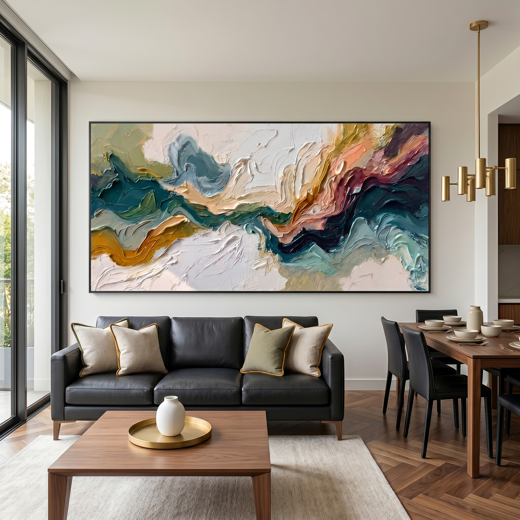 Floating Etherea – Heavy Texture Colorful Abstract Painting | Modern Wabi-Sabi Living Room Art