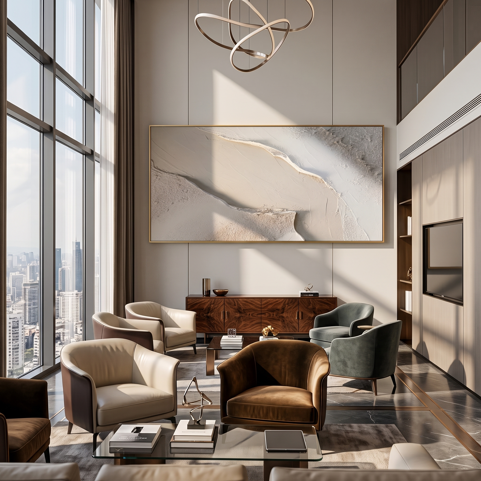 Sand Rift – Ivory & Beige Plaster Texture Painting | Minimalist Wabi-Sabi Panoramic Wall Art