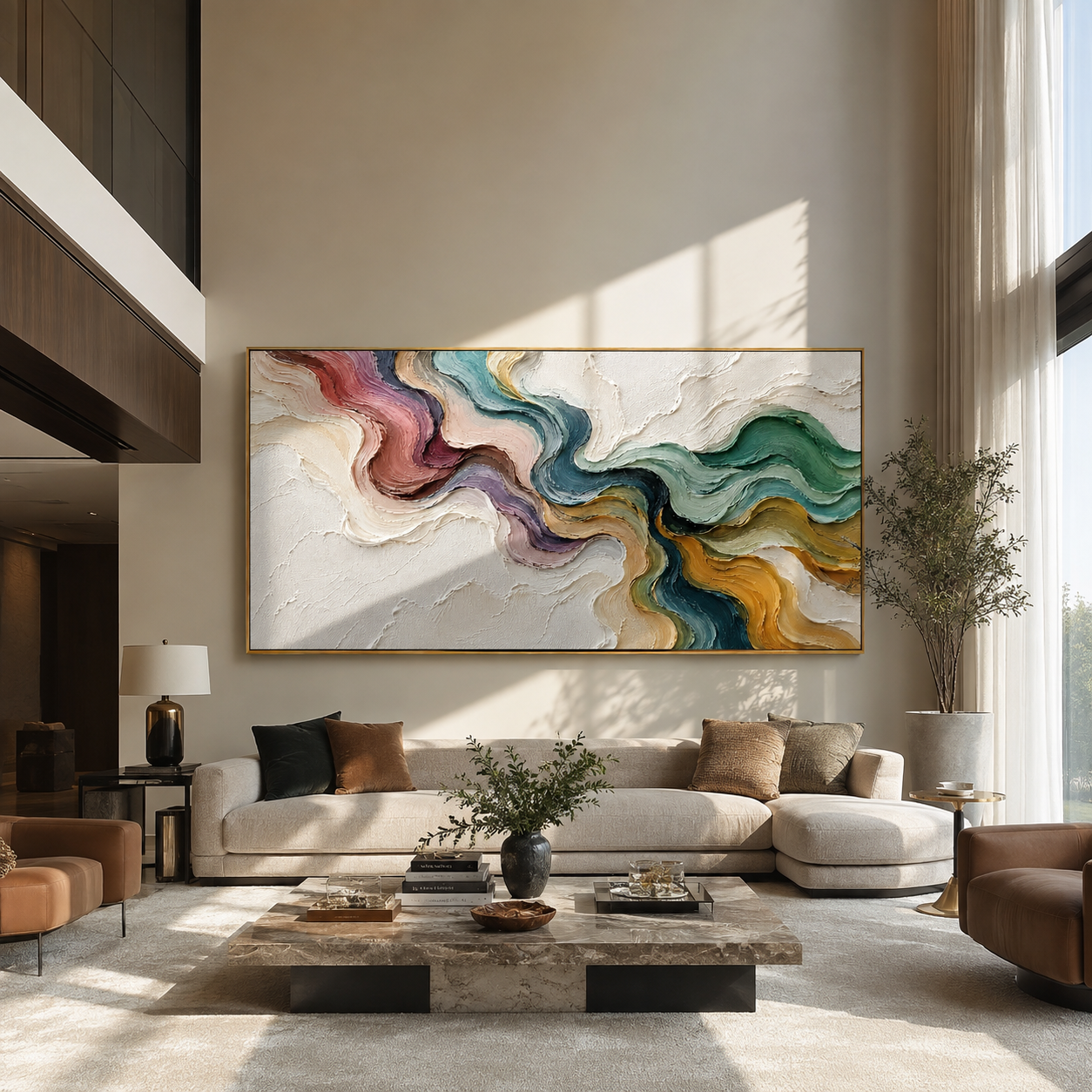 Confluence in Soft Color styled in a quiet reading nook with neutral furnishings