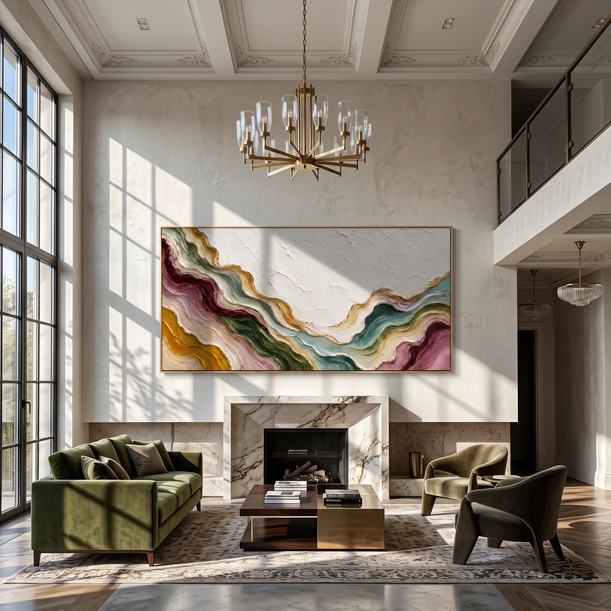Valleys Around Stillness displayed in a dining room with coordinated modern decor