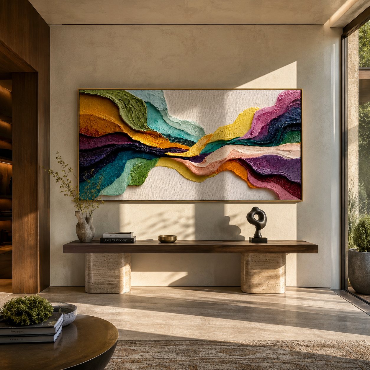 Tectonic Color Passage styled in a quiet reading nook with neutral furnishings