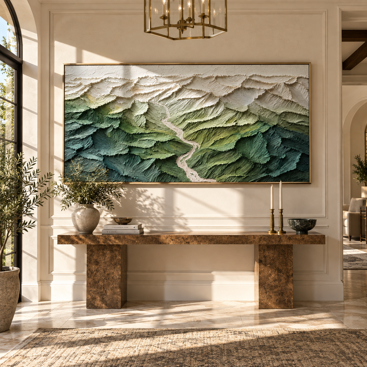 Forest Ridges From Above textured wall art shown above contemporary furnishings