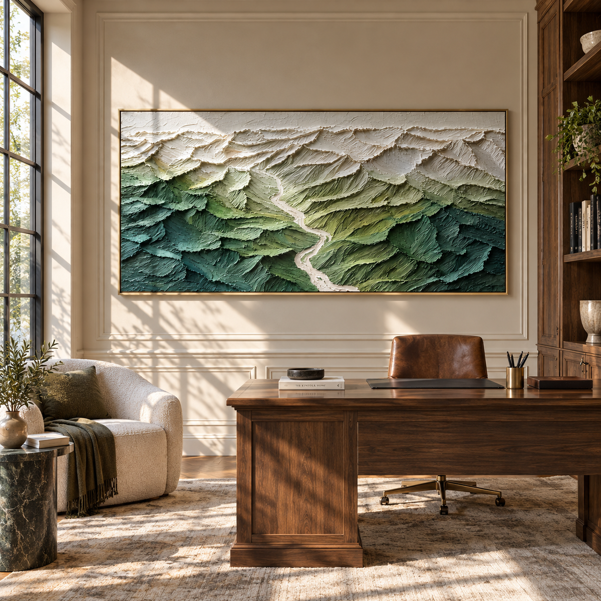 Forest Ridges From Above displayed with natural materials and modern decor