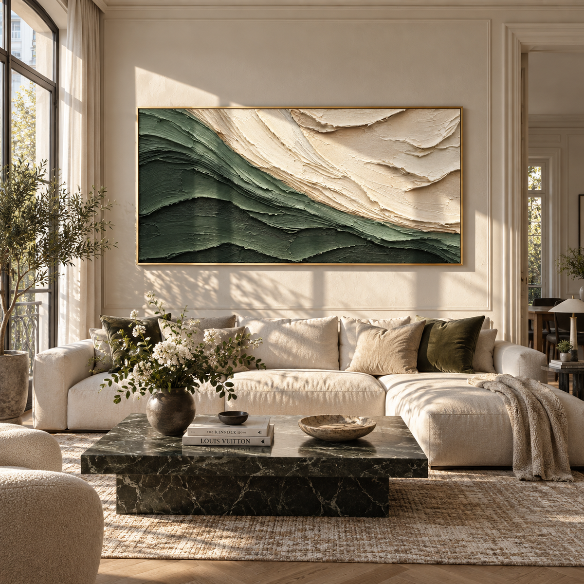 Forest Layers Under Snow wide painting styled as a refined focal point