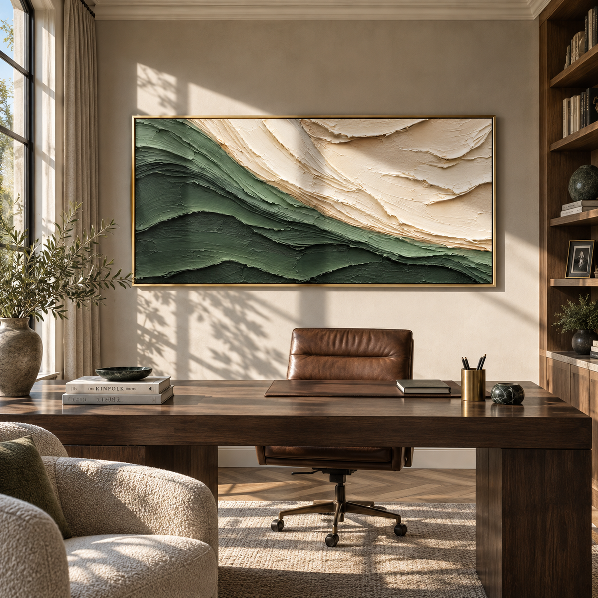 Forest Layers Under Snow displayed with natural materials and modern decor