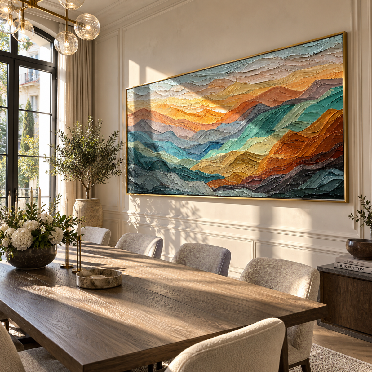 Mountains Carry Sunset presented in an alternate room setting