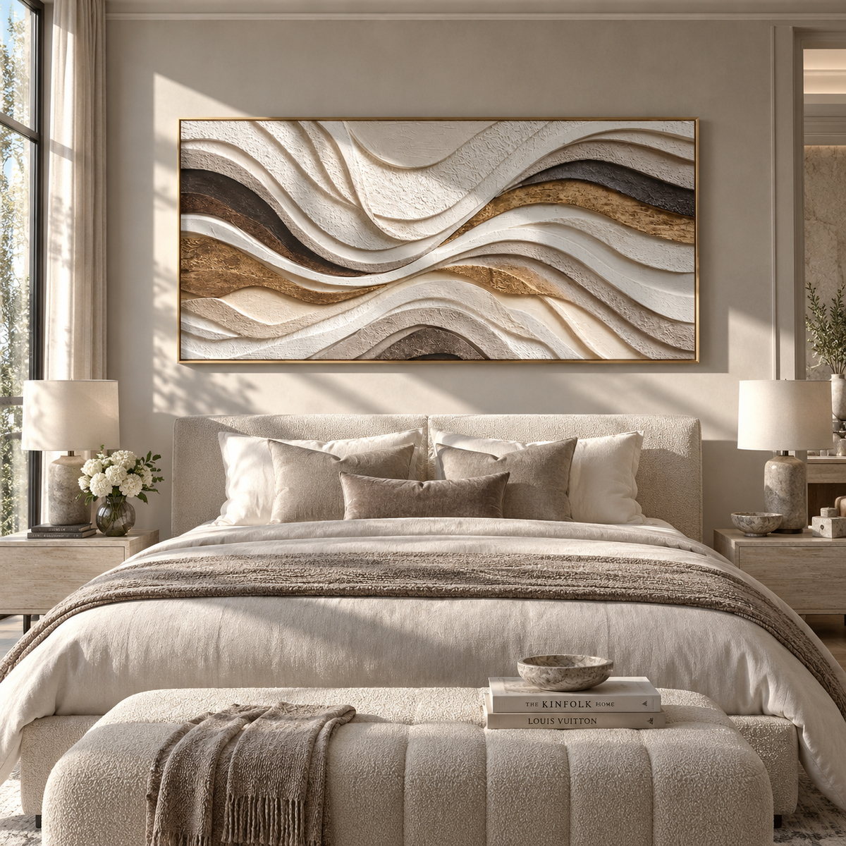 Earth Ribbons Interlace displayed with natural materials and modern decor