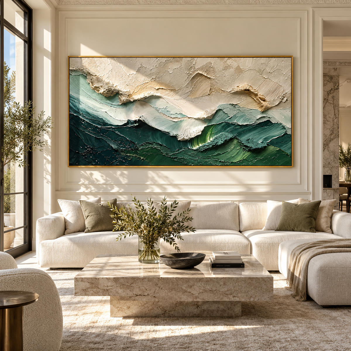 Emerald Breakers Rise wide painting styled as a refined focal point