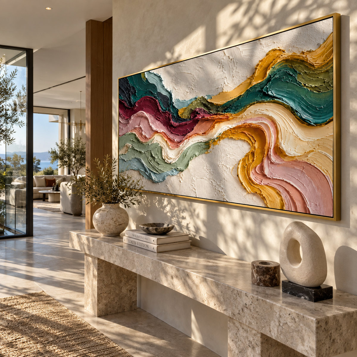 Color Rivers Through Ivory presented in an alternate room setting
