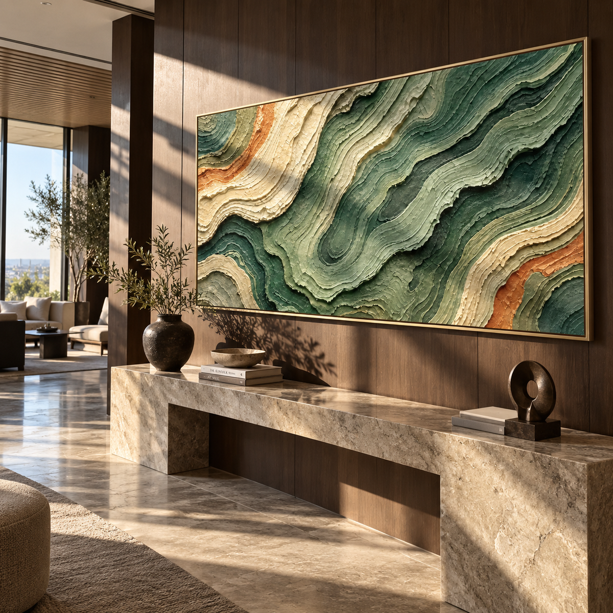 Forest Strata Drift wide painting styled as a refined focal point