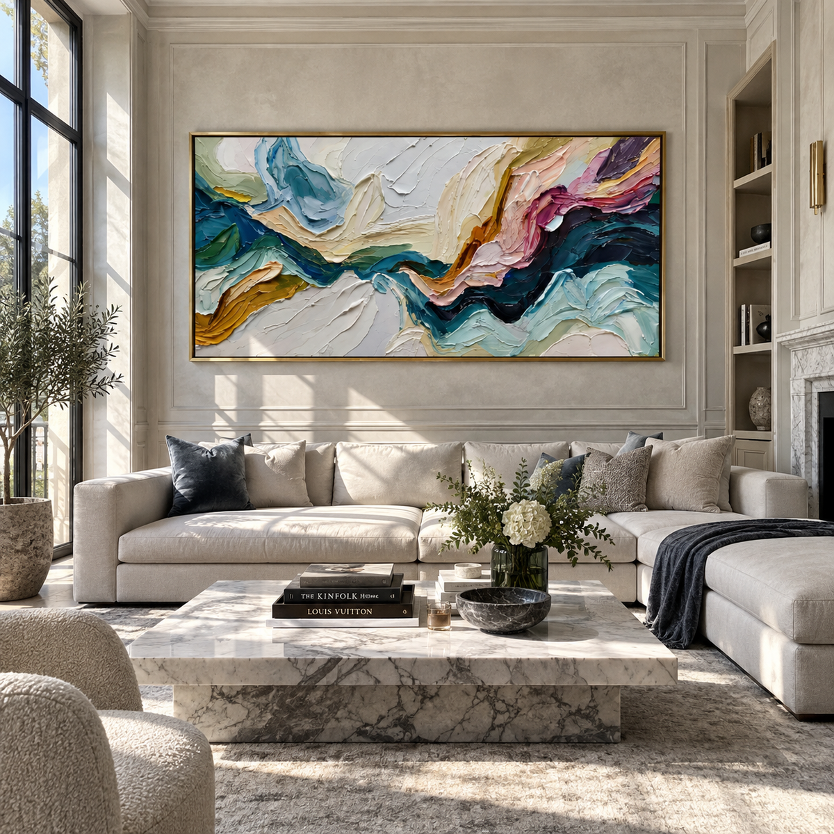 Color Cliffs Gather Light presented in an alternate room setting