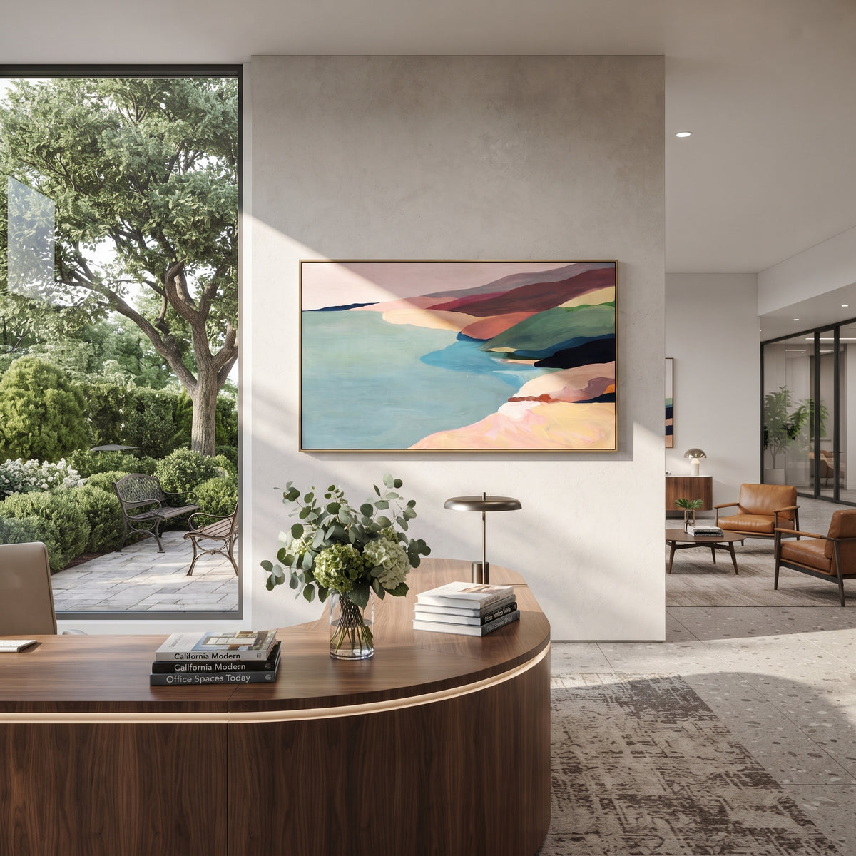 Coastline in Pastel Calm presented in an alternate styled interior