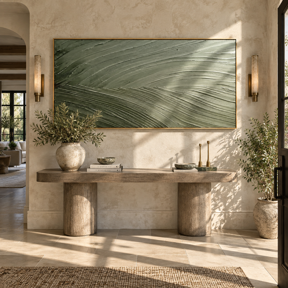 Forest Wind Across Grass horizontal painting displayed as a room focal point